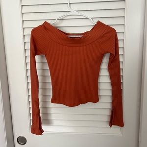 Urban Outfitters Silence + Noise Off Shoulder Ribbed Long Sleeve Top